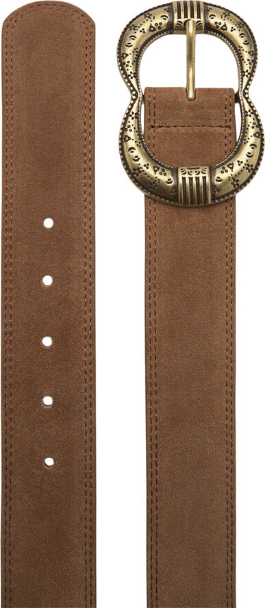 MANGO Buckle leather belt Brown