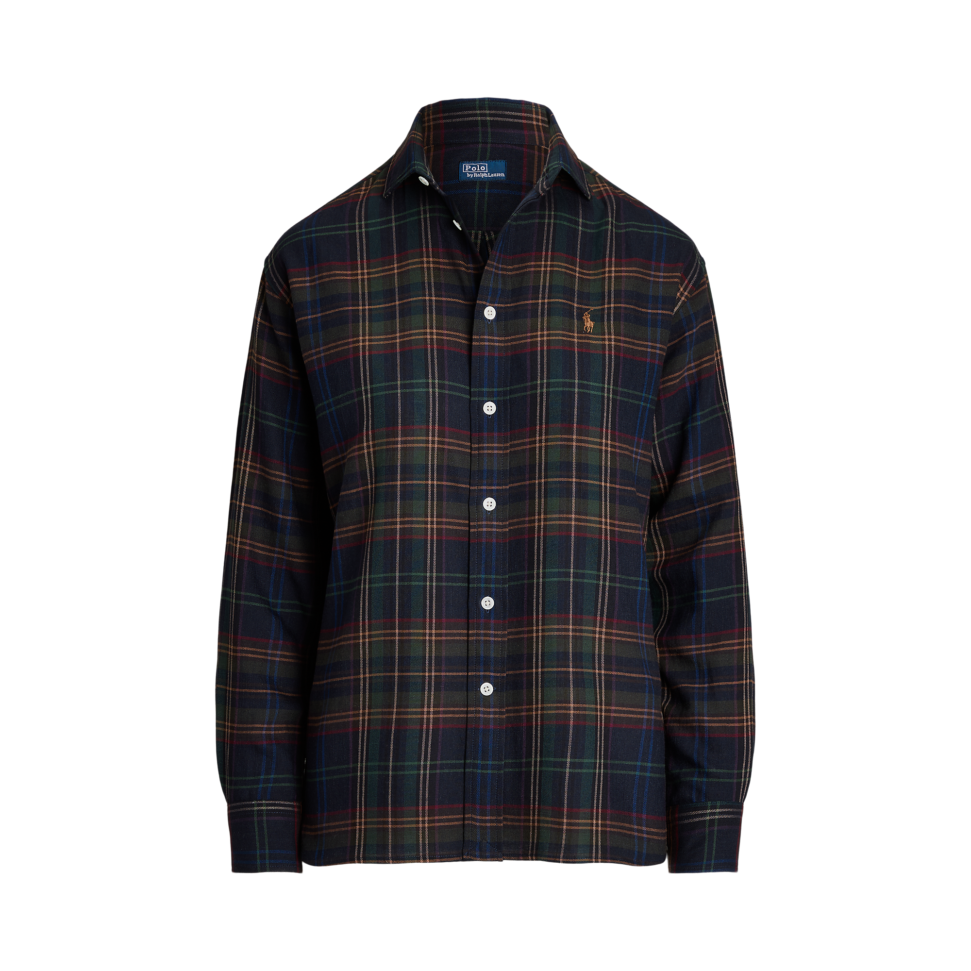 Chemise droite col classique en coton mélangé | Bleu