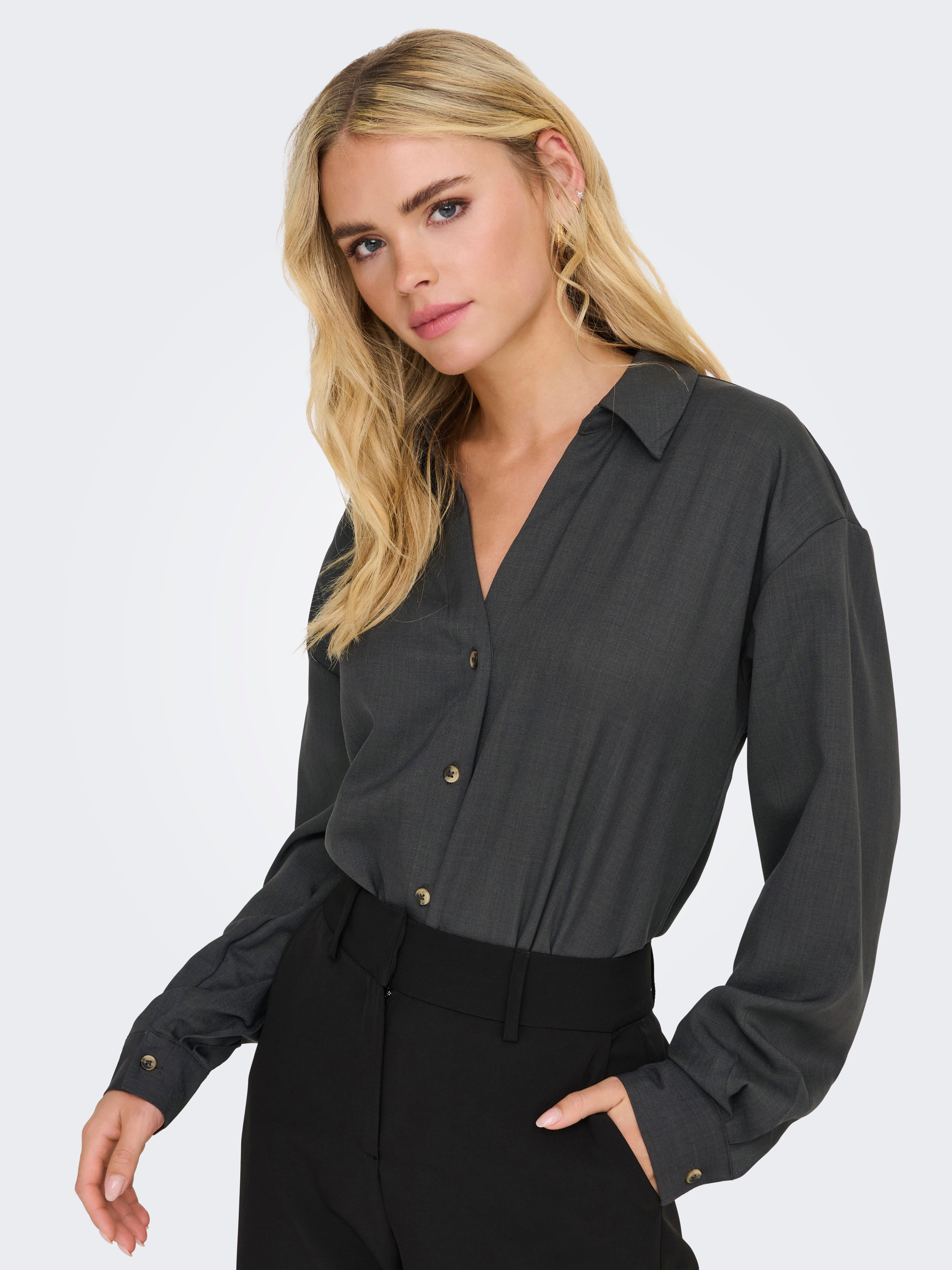 JDYNINA Hemd Dark Grey Melange