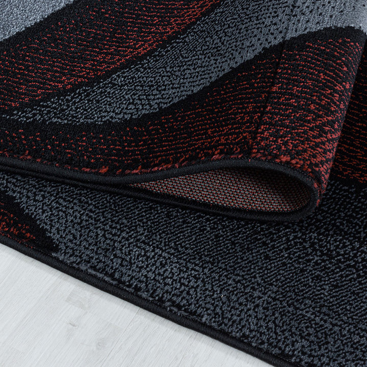 Modern vloerkleed - Streaky Waves Rood/Zwart | Modern design