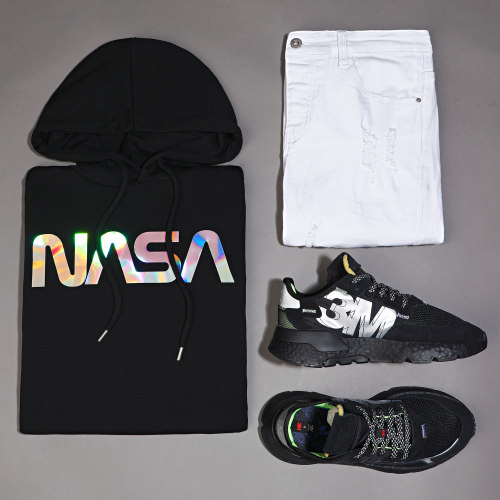 Sweat Capuche Iridescent Worm Logo Noir