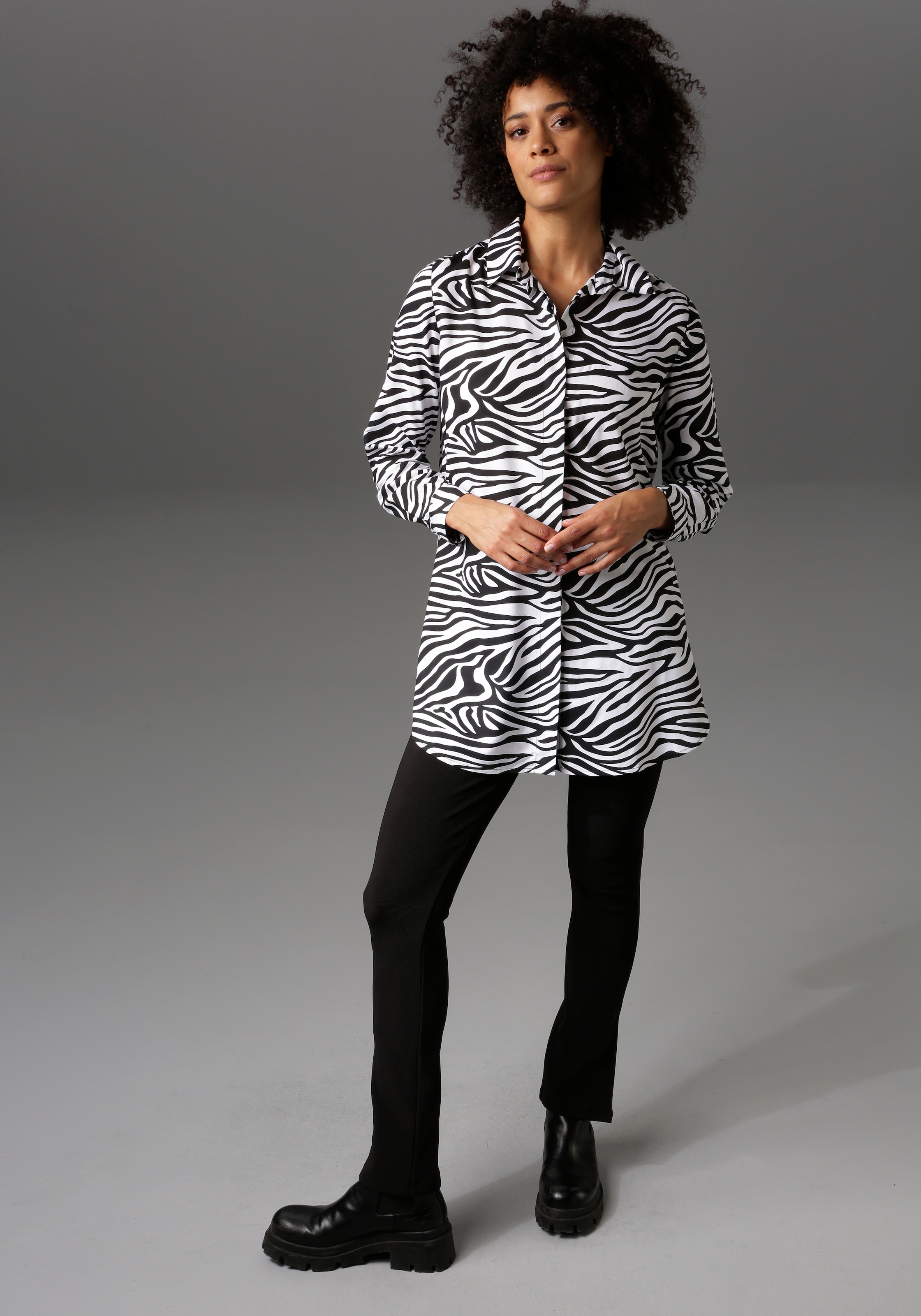 Aniston CASUAL Longbluse , im Zebra-Steifen-Look