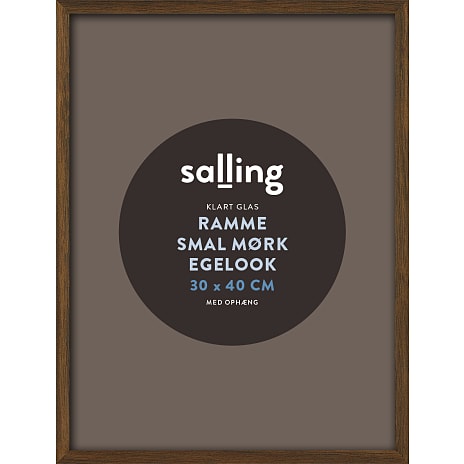 Ramme i mørk egetræslook m. glas - 30x40 cm