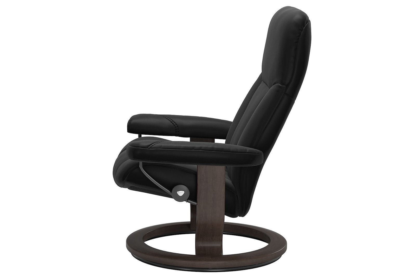 Consul lenestol I hud Batick Black med Classic Wenge beiset understell. Medium stol uten krakk.