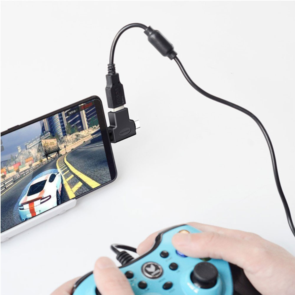 2in1 OTG USB C / Micro USB auf USB 3.0 Adapter Konverter (5GB/s) - Schwarz