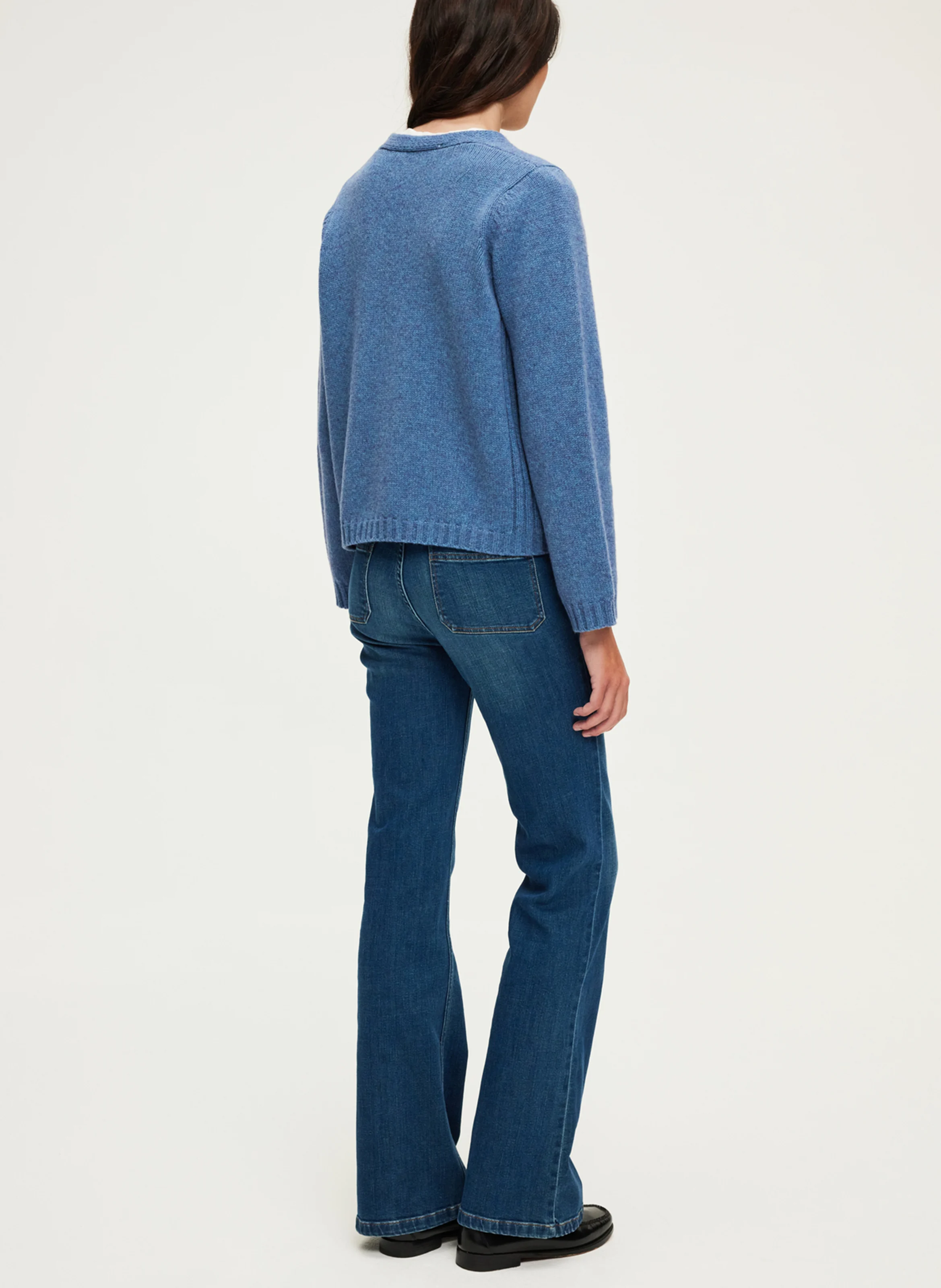 JOZIE - Gilet col V en laine mélangée | Bleu