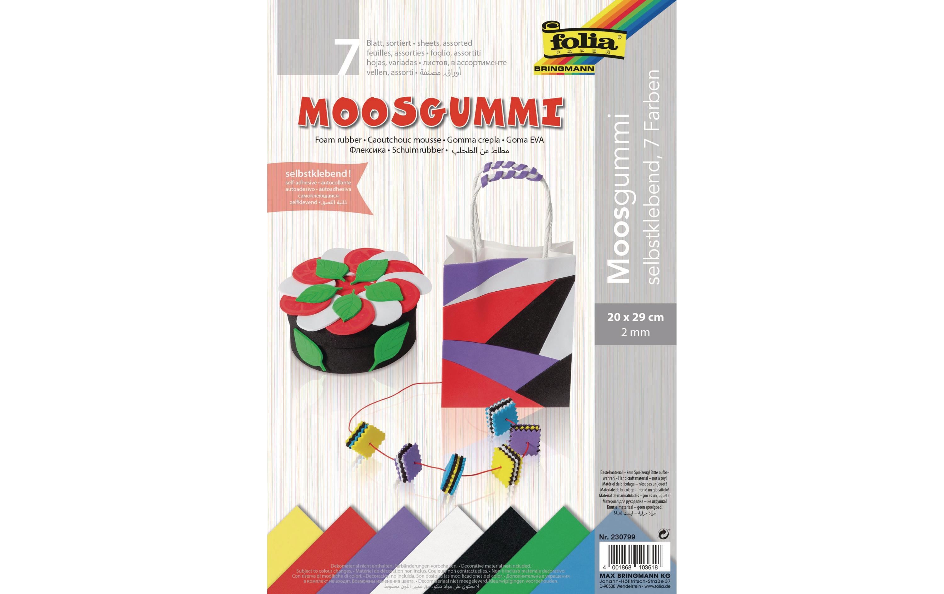 Moosgummi-Set 7 Stück, MehrfarbigMoosgummi Glitter