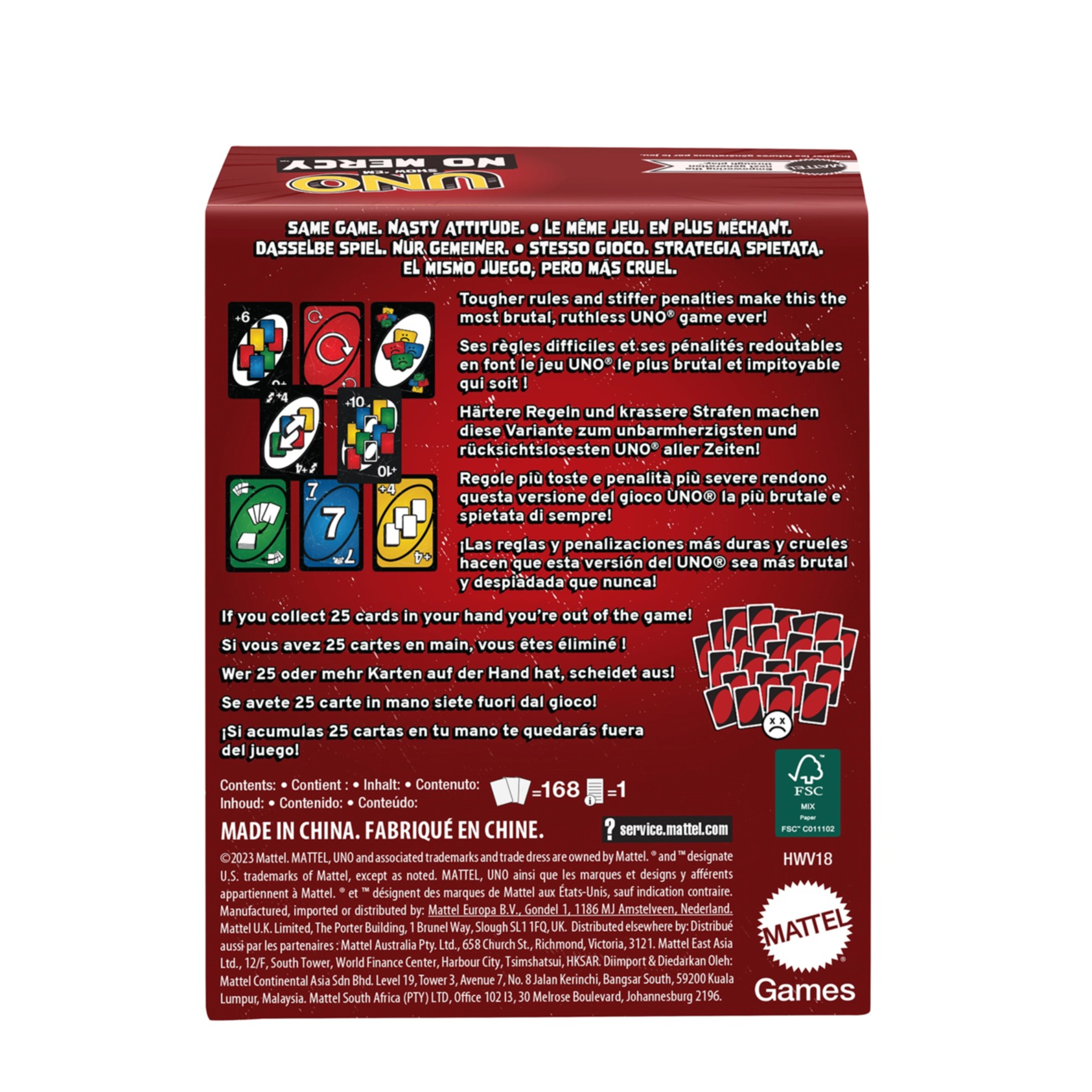 UNO No Mercy Kartenspiel Gesellschaftsspiel für Familien / Kinder (HWV18)