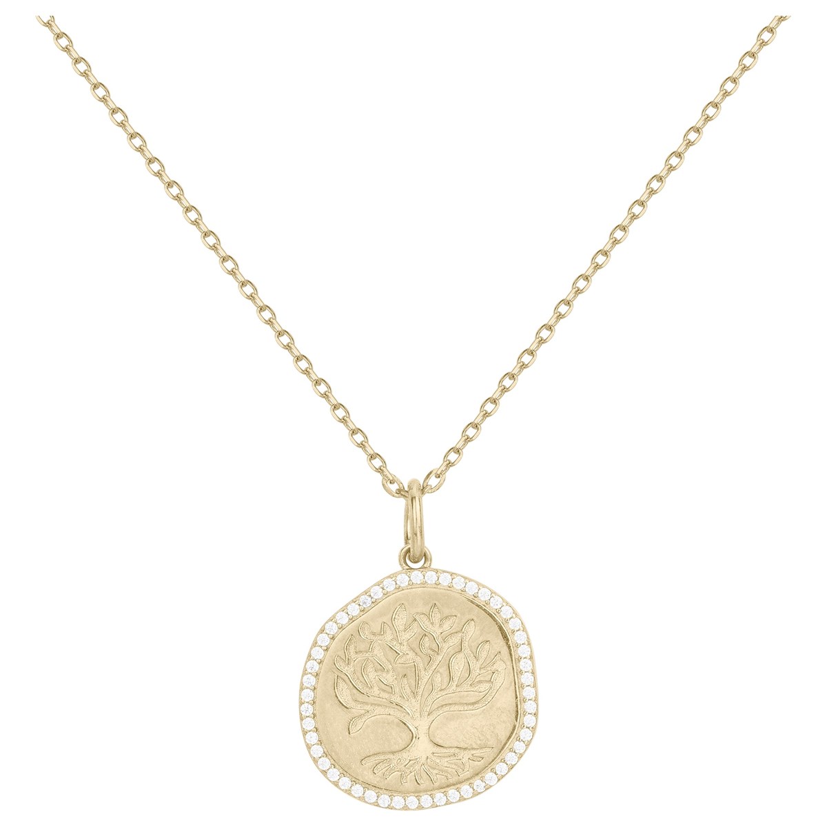 Collier en Plaqué Or avec oxyde de zirconium blanc