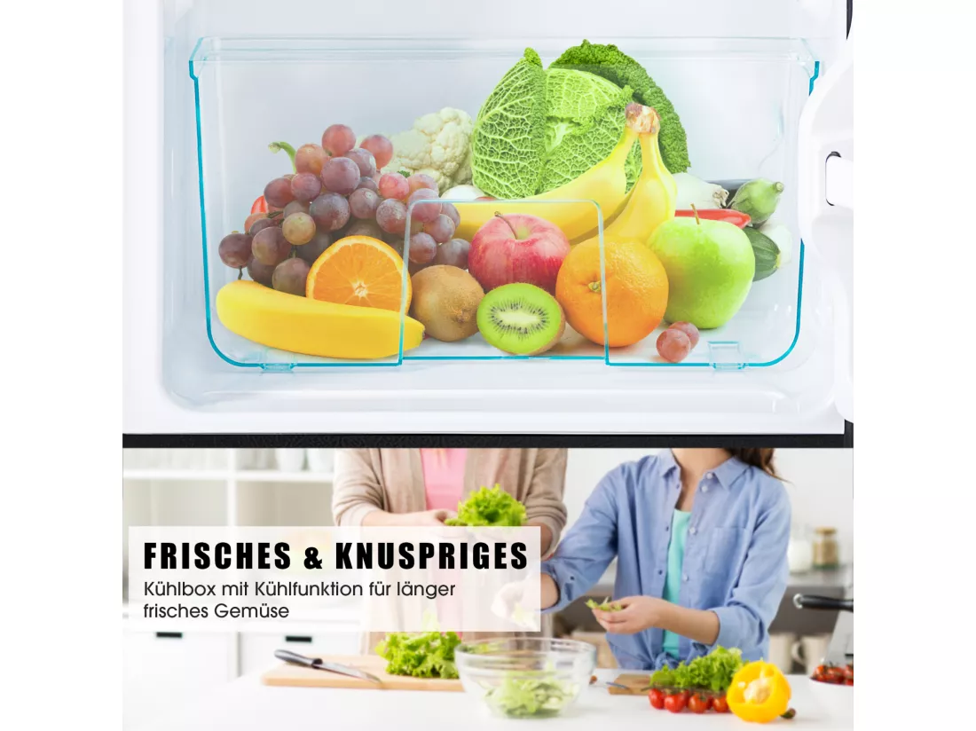 Mini Réfrigérateur - 22L congélateur + 38L réfrigérateur - 42x45.5x86.8cm - 172 kWh/an, lumière LED - Classe F - Noir