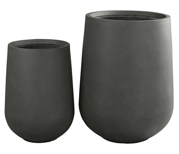 Dehner Fiberglas-Topf Curved, rund, anthrazit