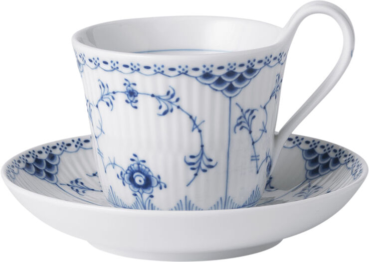 Royal Copenhagen Blue Fluted HL Cup and Saucer 24cl Hvid