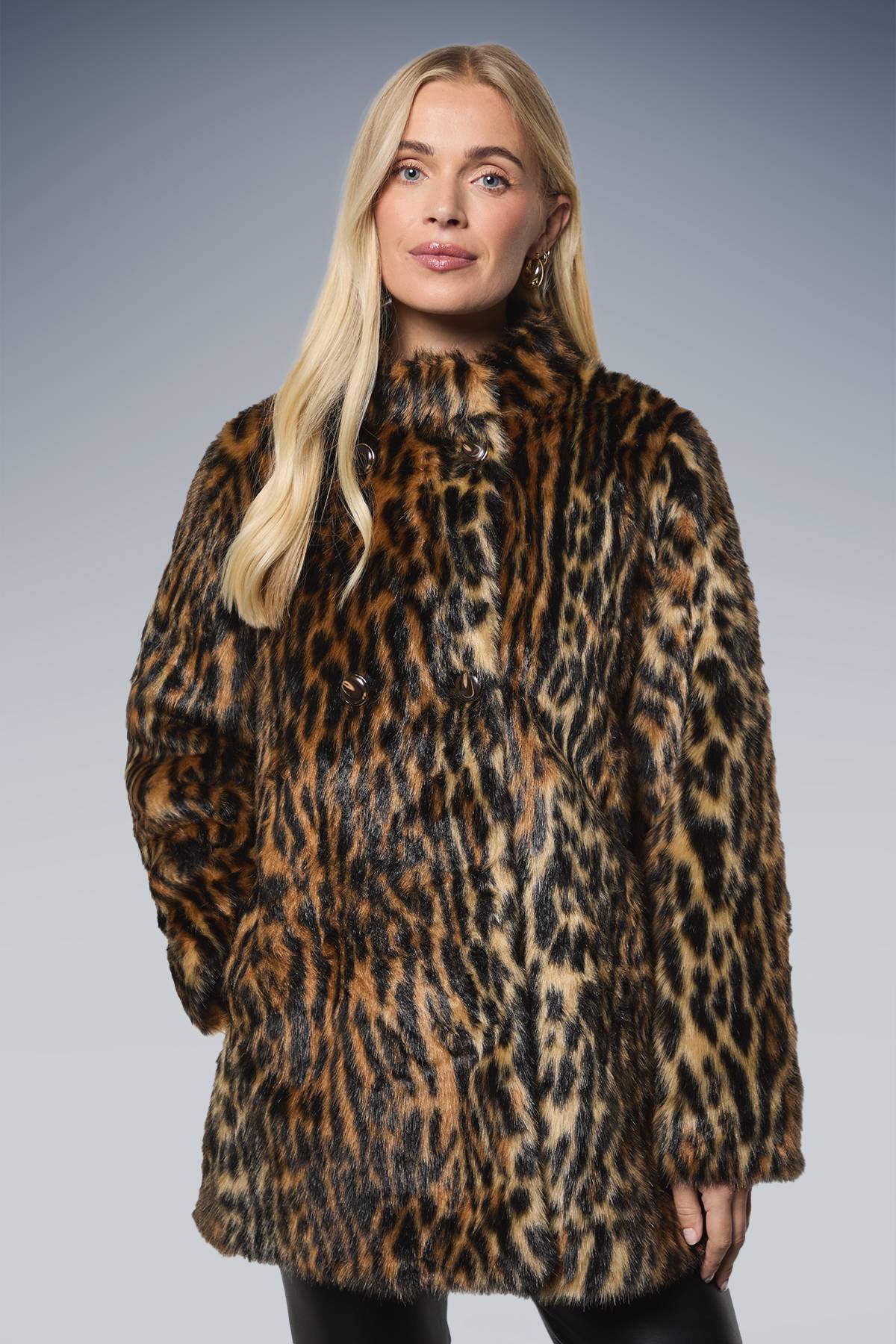 Wallis Manteau en synthétique Léopard Petite Taille