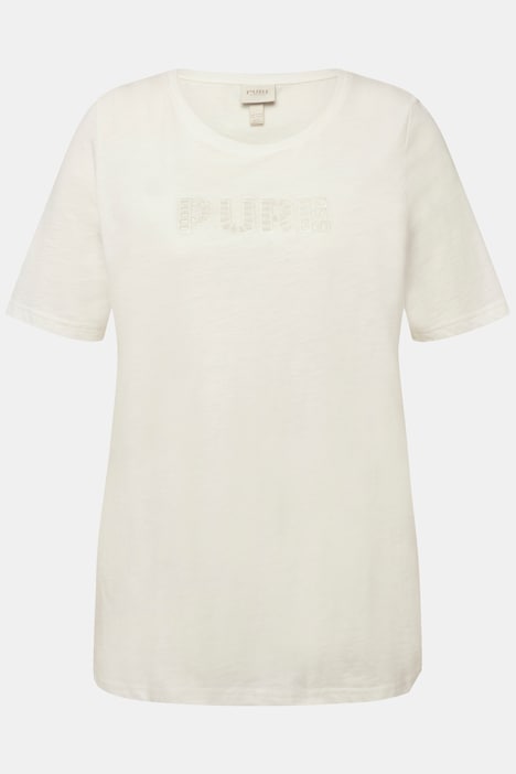 T-Shirt, PURE-Stickerei, Rundhals, Halbarm, Biobaumwolle