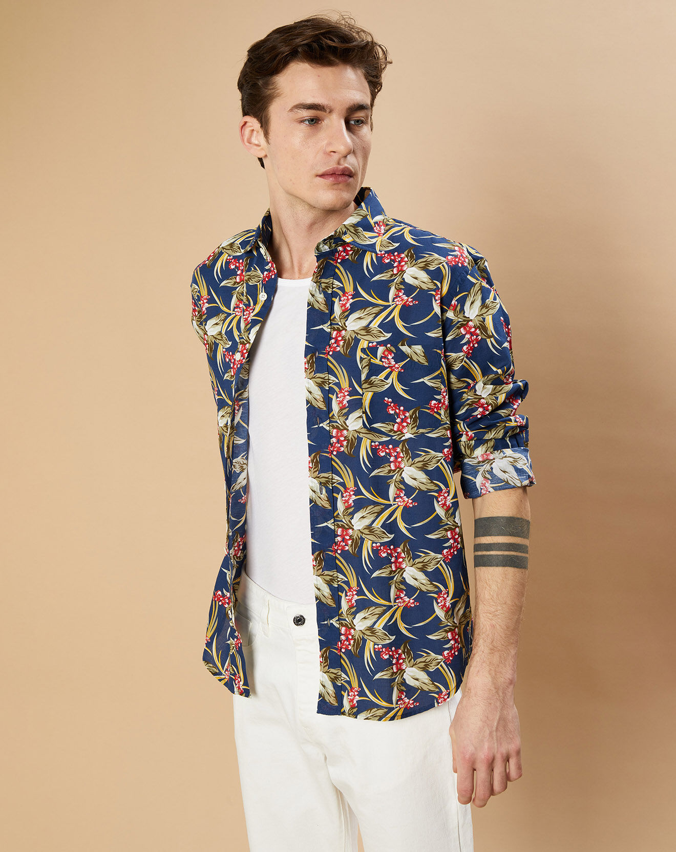 Hartford Chemise en Coton & Lin Regular Paul marine