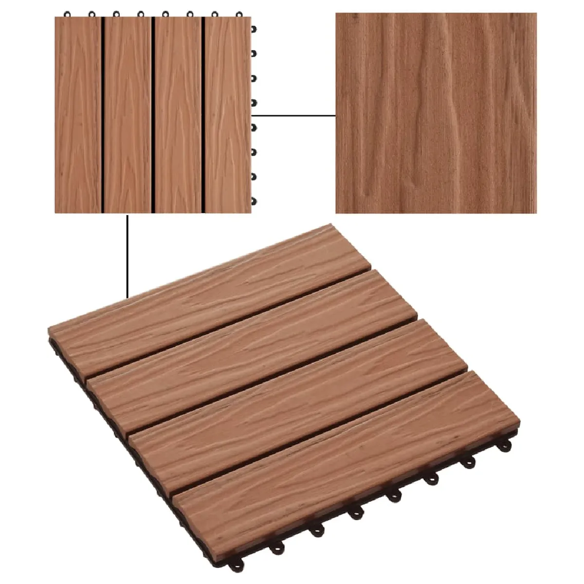 vidaXL Carreau Terrasse WPC 30x30 Marron