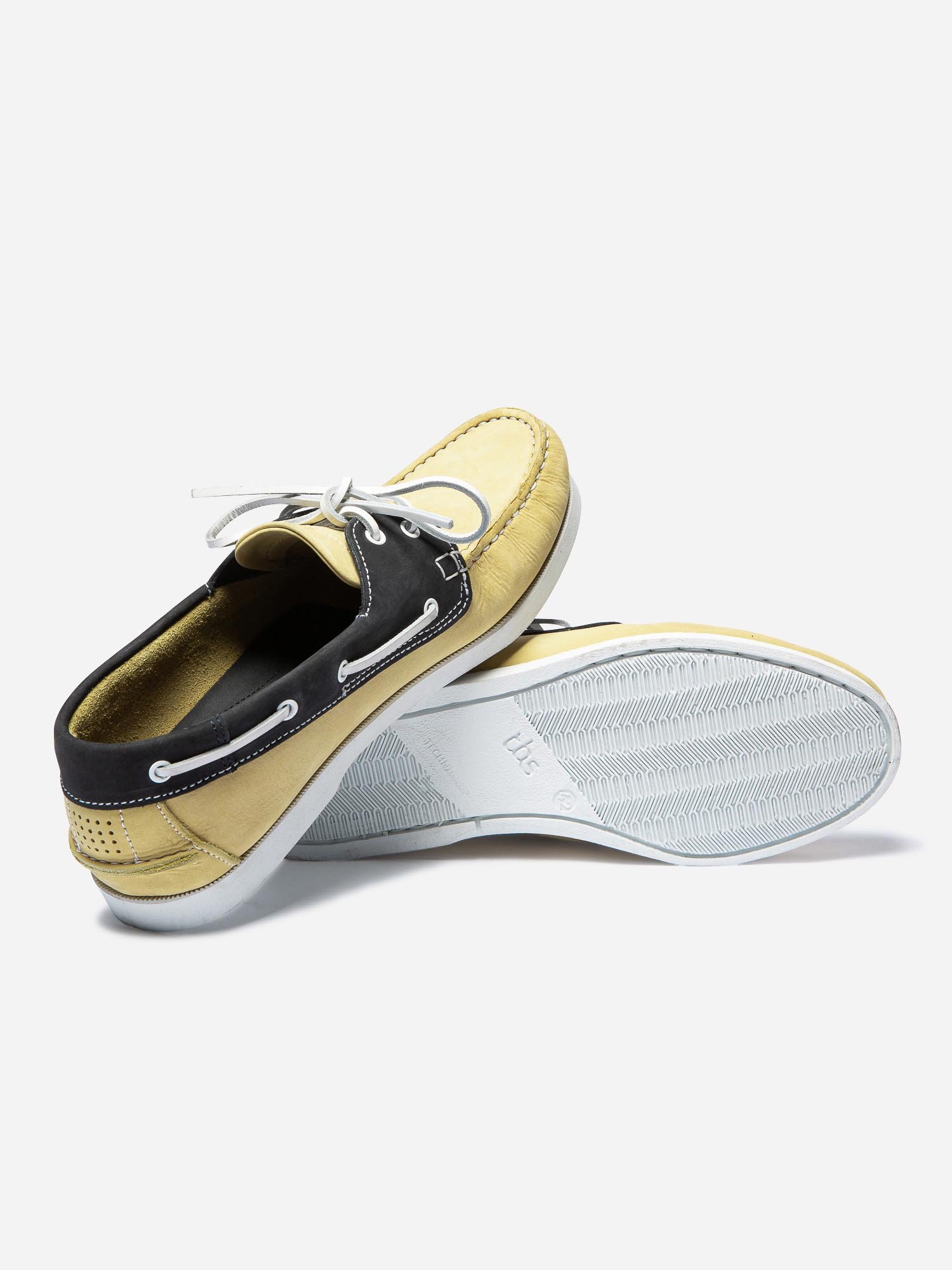 Chaussures Bateau Homme Semelle Grip Cuir Jaune