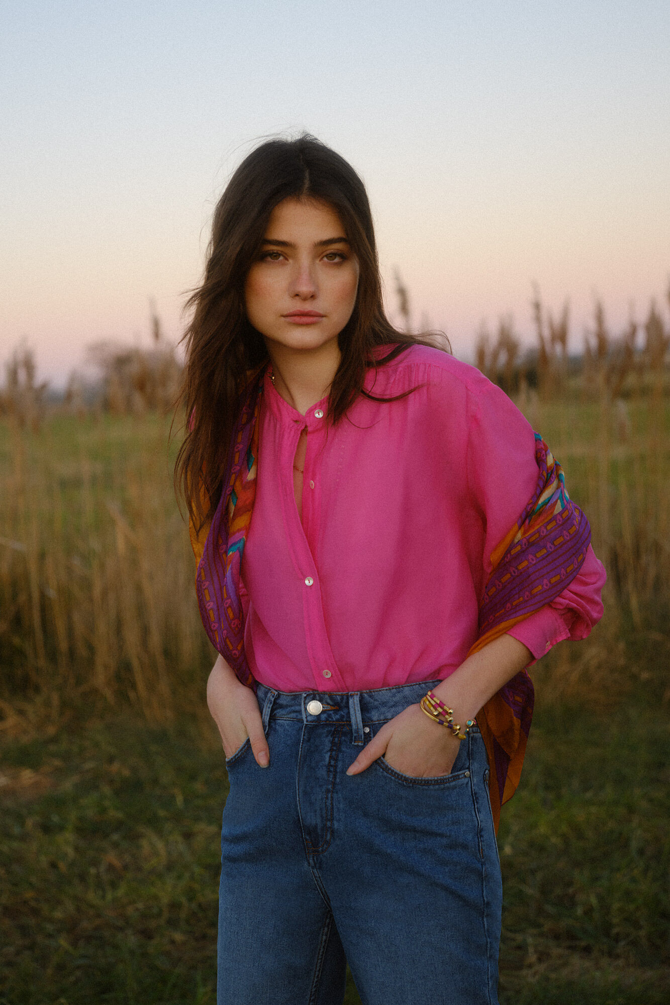 Blusa Emma Flowy com seda - Rosa