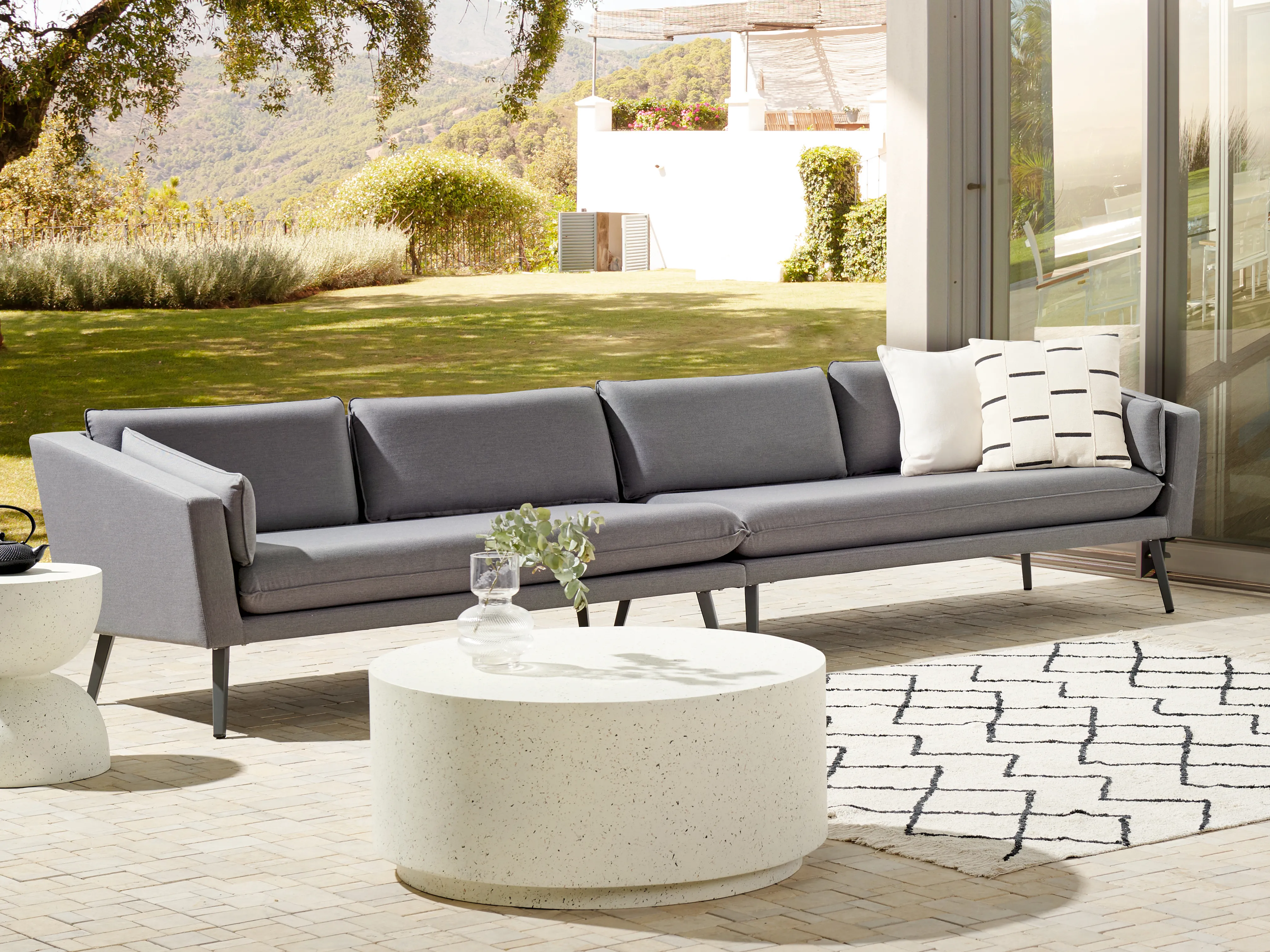 Tuin loungebank 4-zits LORETELLO Grijs