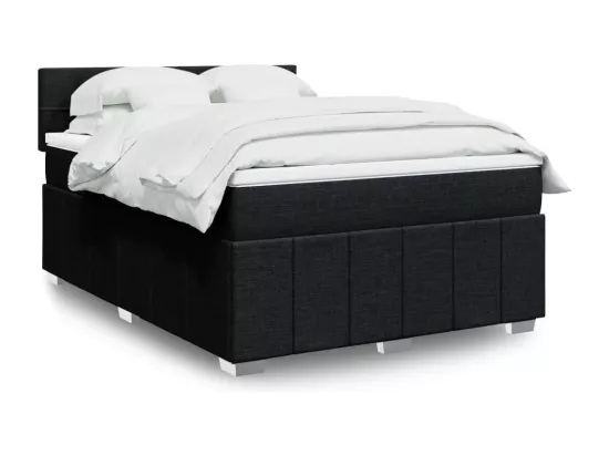 Sommier à lattes de lit avec matelas Noir 140x190 cm Tissu