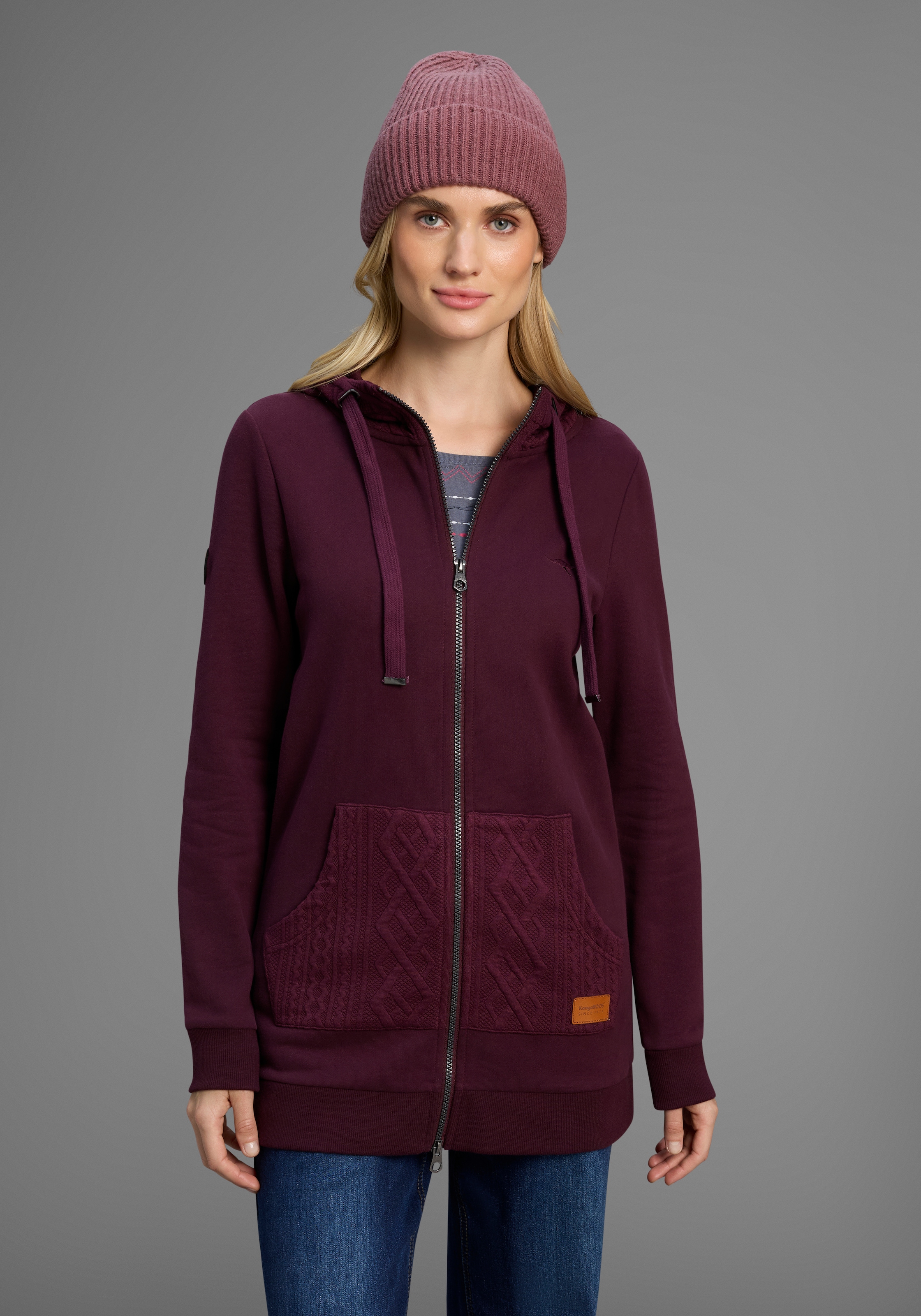KangaROOS Kapuzensweatjacke , mit Zopfmusterdetails