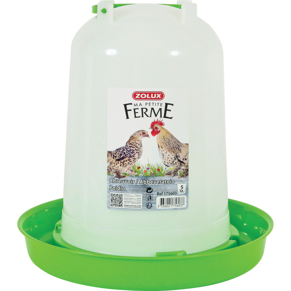 Abreuvoir en plastique, capacité 5 litres, basse cour