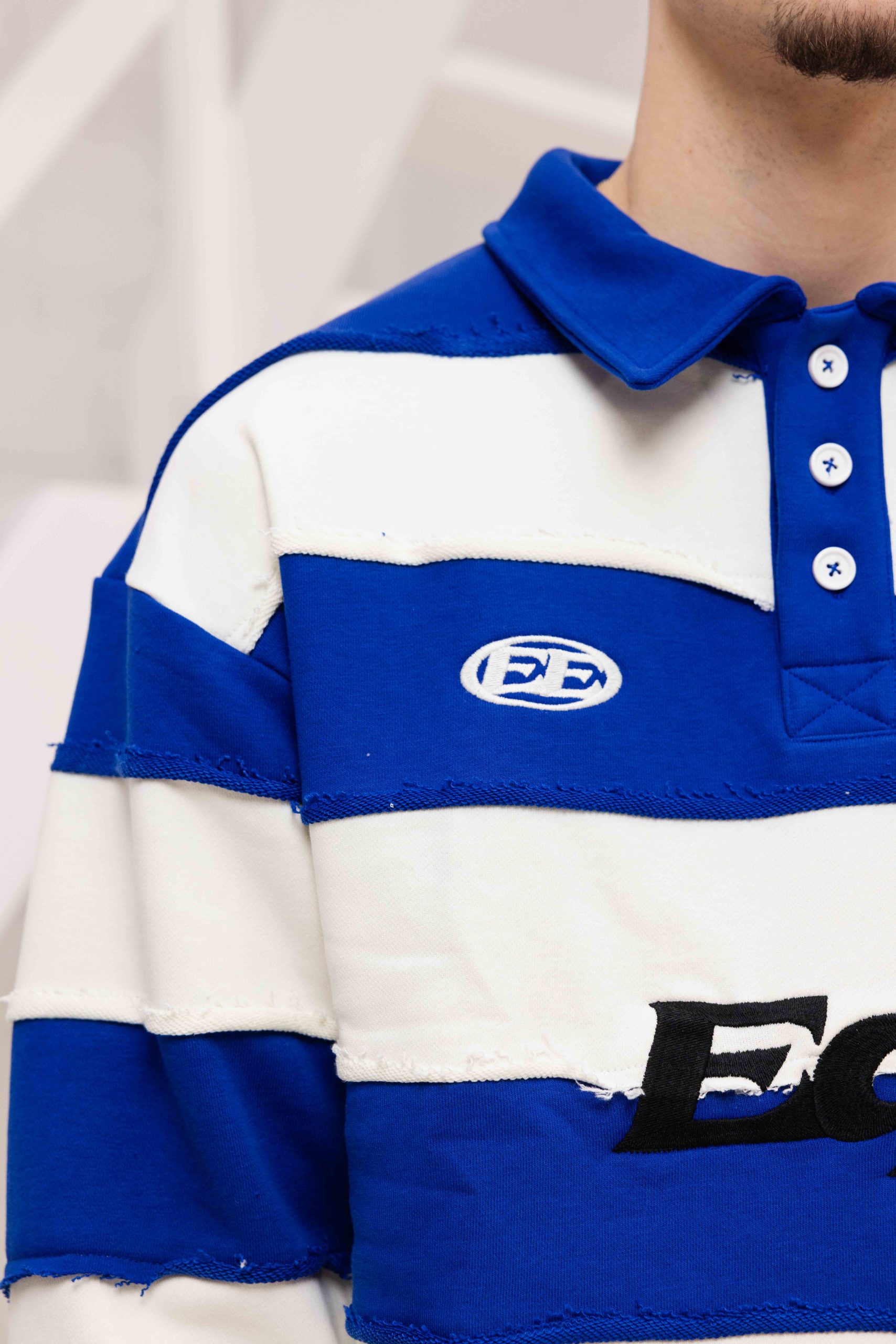 Equalité Stripe Jersey Polo Heren Gebroken Wit/Blauw