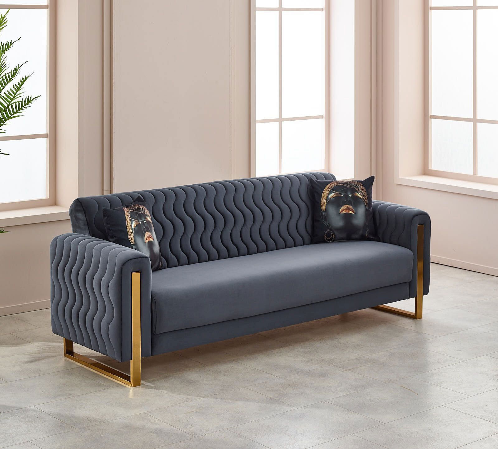 Sofa 3-Sitzer LUANDA grau-blau