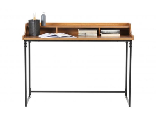 PEGANE - Bureau coloris marron en bois / métal - Dim: 90 x 120 x 60 c...