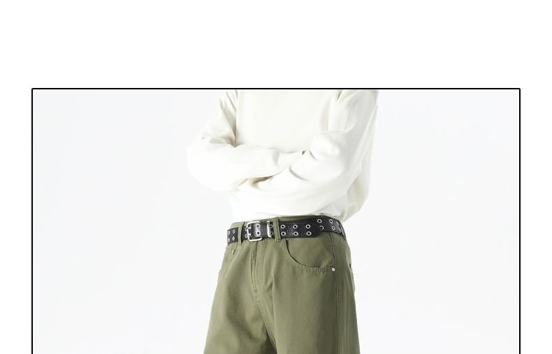 AXEN - Mid Rise Plain Straight Leg Broek