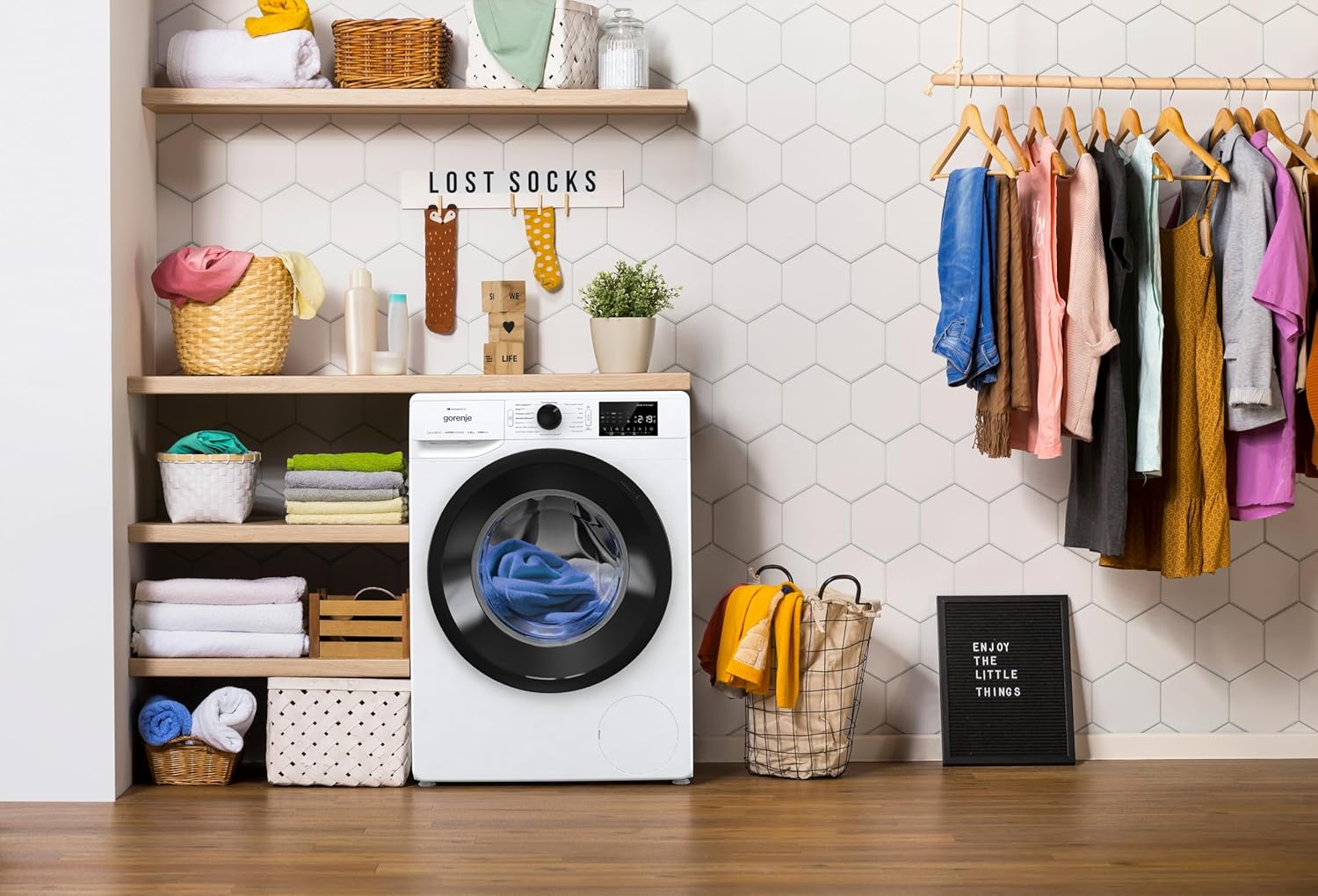 Gorenje WPNEI84A1TS Waschmachine mit Dampffunktion/ConnectLife / 8Kg / 1400 U/min / 15 Programme/Totaler AquaStop/WaveActive Trommel/ExtraHygiene/PowerWash/Schnell Waschgang/EEK: A-10%