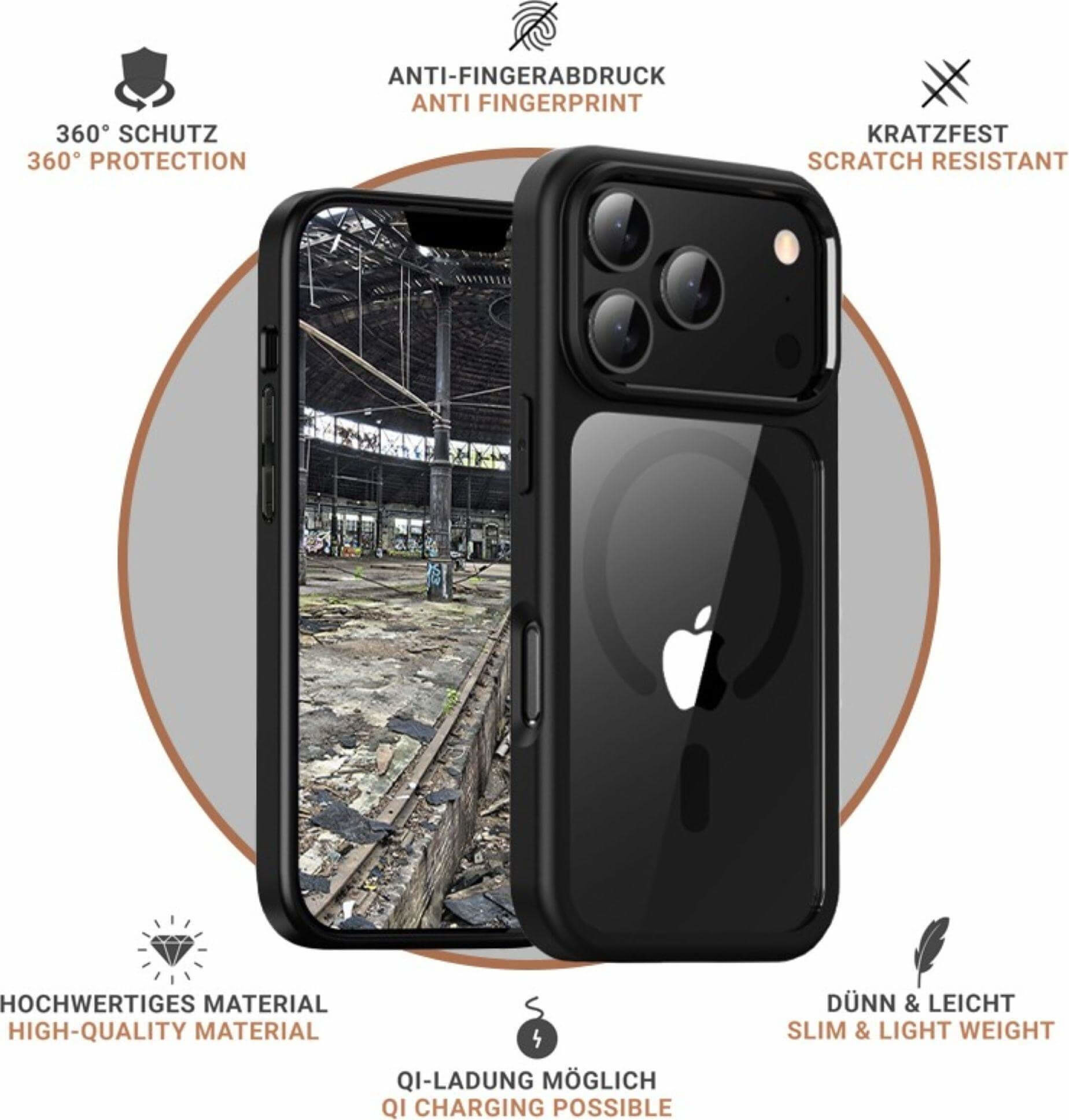 iPhone 17 Pro MagSafe Hybrid Hülle TPU Bumper   Acryl Rückseite Pankow Hybrid (11161) - Schwarz / Transparent