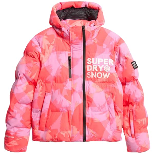 Veste de ski SUPERDRY HOODED SKI BOXY PUFFER JACKET BRUSH CAMO CORAL
