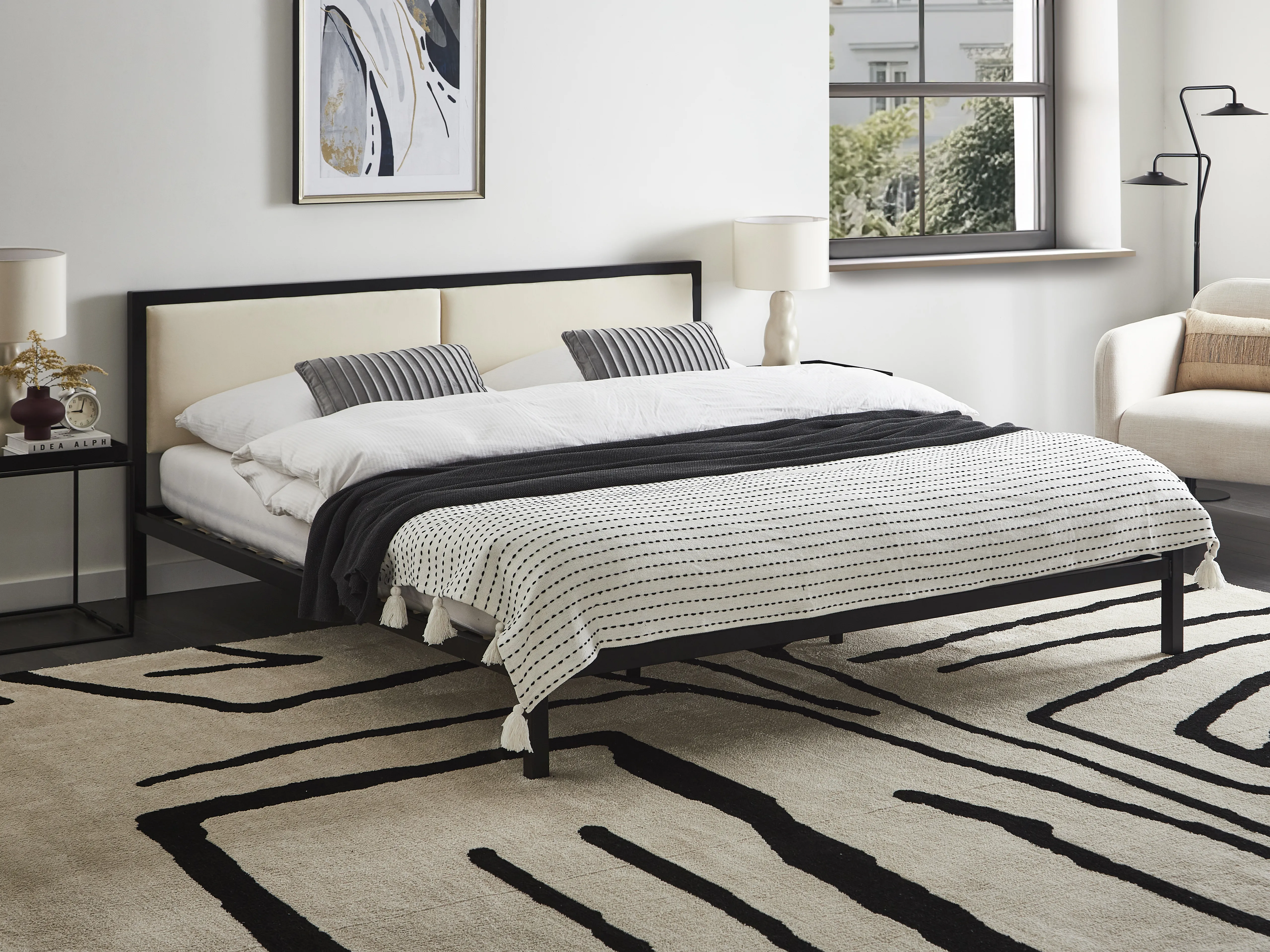 Bed Metaal CLAMART 180 x 200 cm Lichtbeige