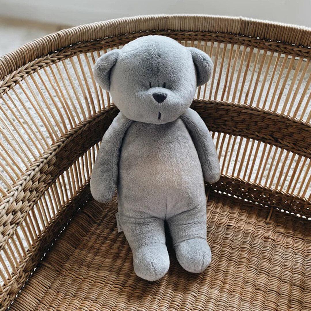 Moonie knuffelbeer met nachtlamp en geluid - silver - 28 cm