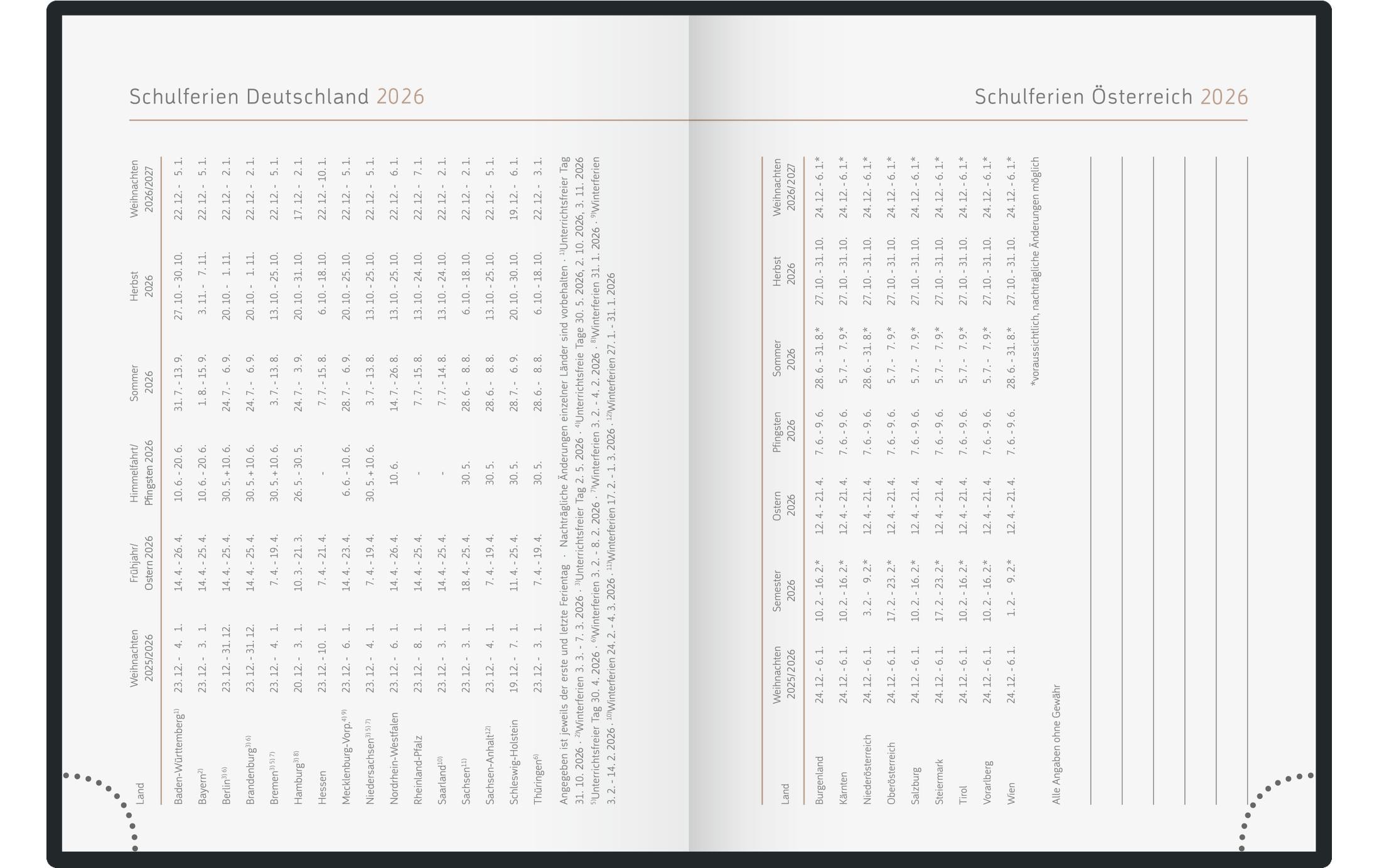 Wochenagenda Design Line 2026, BlauWochenplaner mit zwei Seiten je Woche