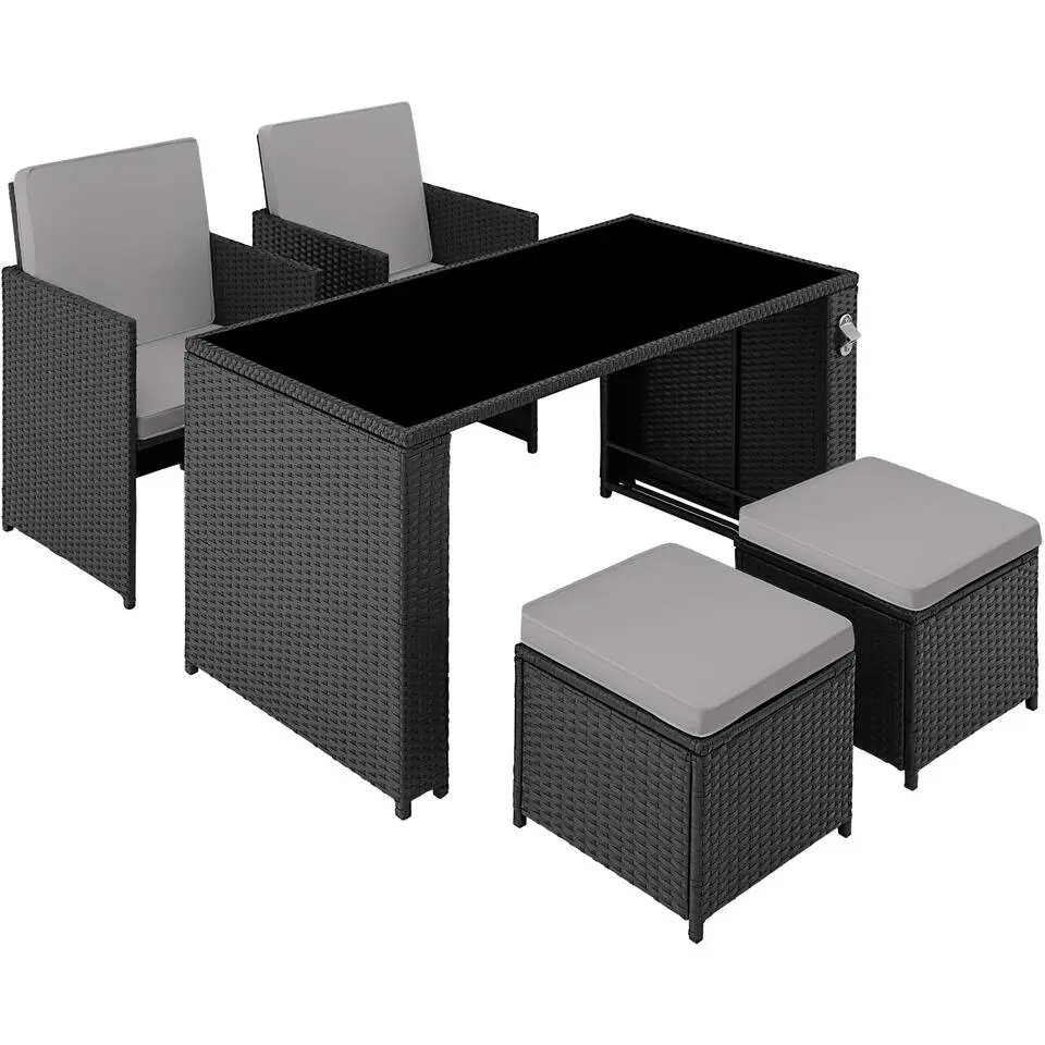 tectake Wicker tuinset Palermo 2 2 1 - Zwart / Grijs