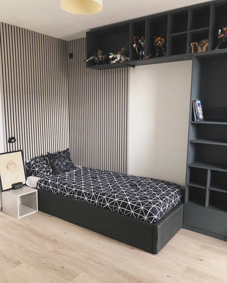 Opbergbed zonder hoofdbord Stof DINAN 90 x 200 cm Donkergrijs