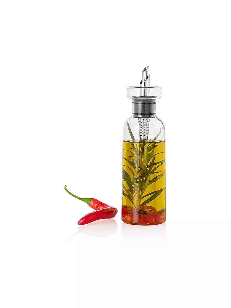 AD HOC Essig- oder Ölspender AROMA POUR 300ml Glas / Edelstahl transparent