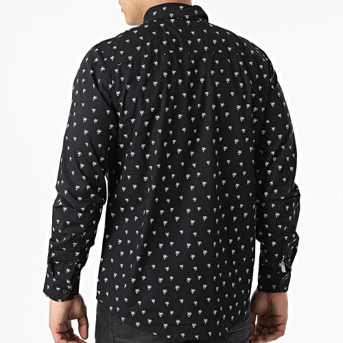 Chemise Manches Longues Floral H6313Z Noir