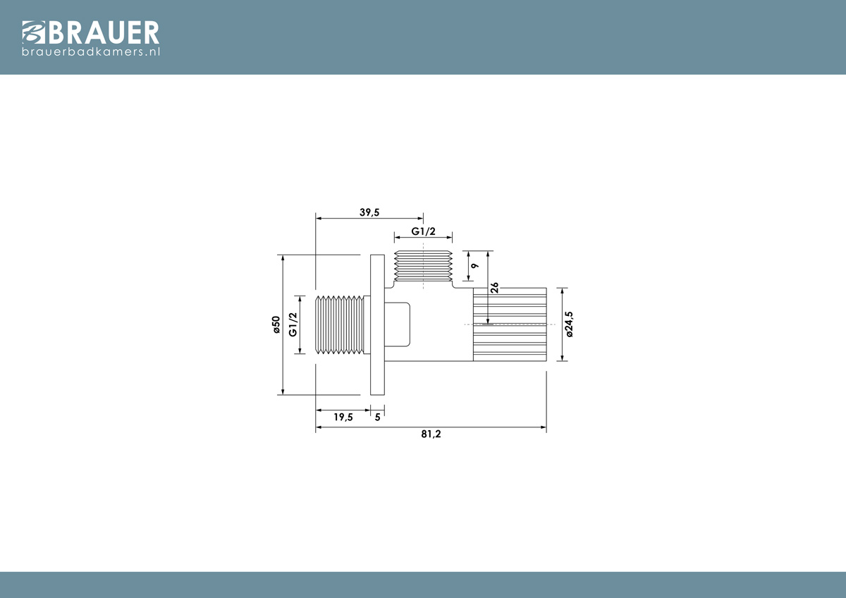 Brauer Stripe hoekstopkraan messing geborsteld PVD
