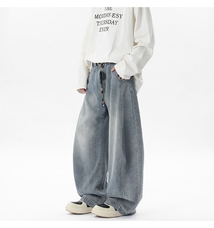 VEAZ - Mid Rise Washed Wide Leg Jeans