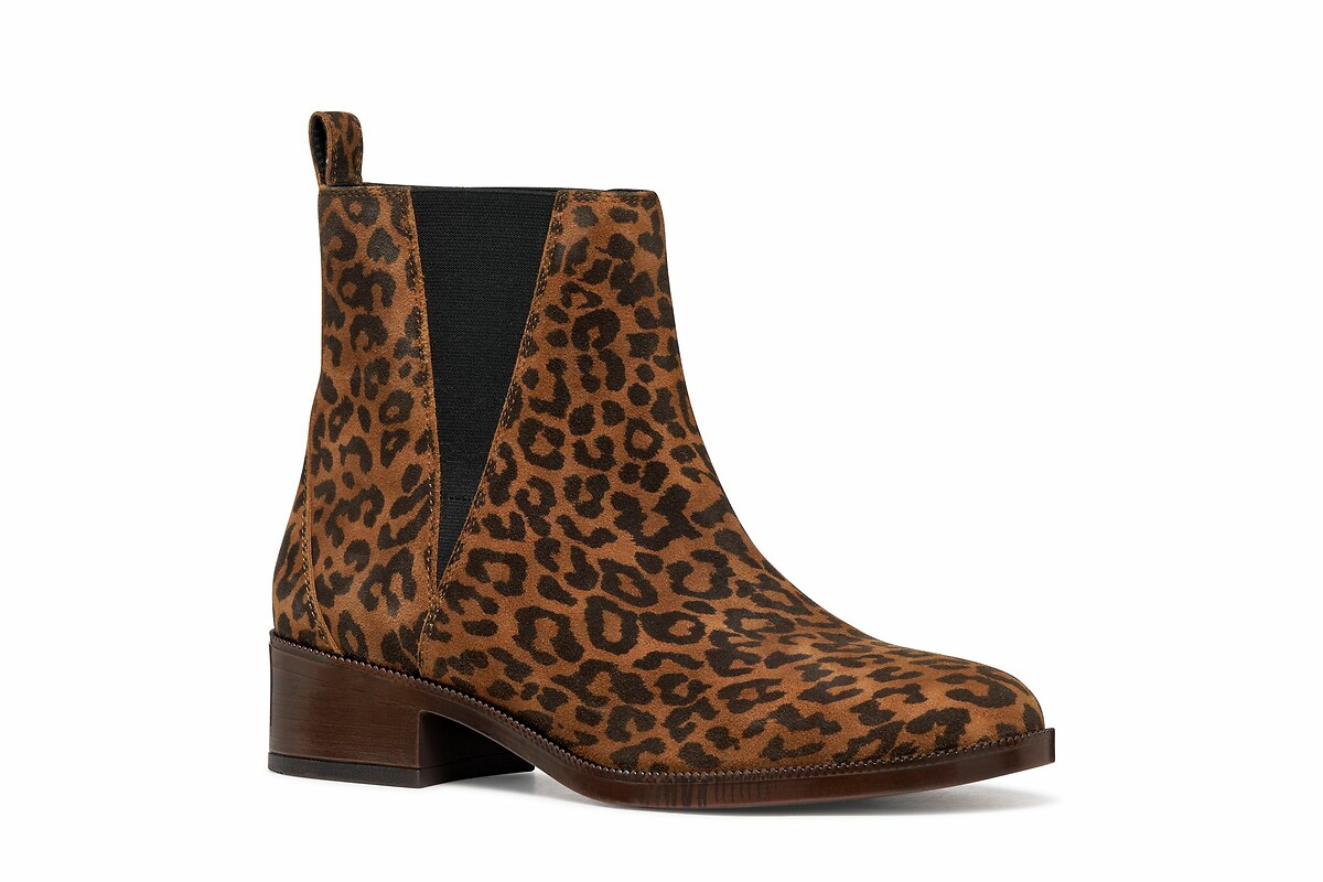 GEOX<br>Botas de tornozelo em couro respirável com zíper Camexia