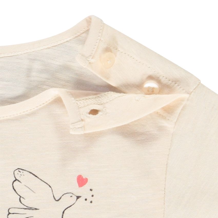 T-shirt manches longues print fantaisie pour fille - Ecru