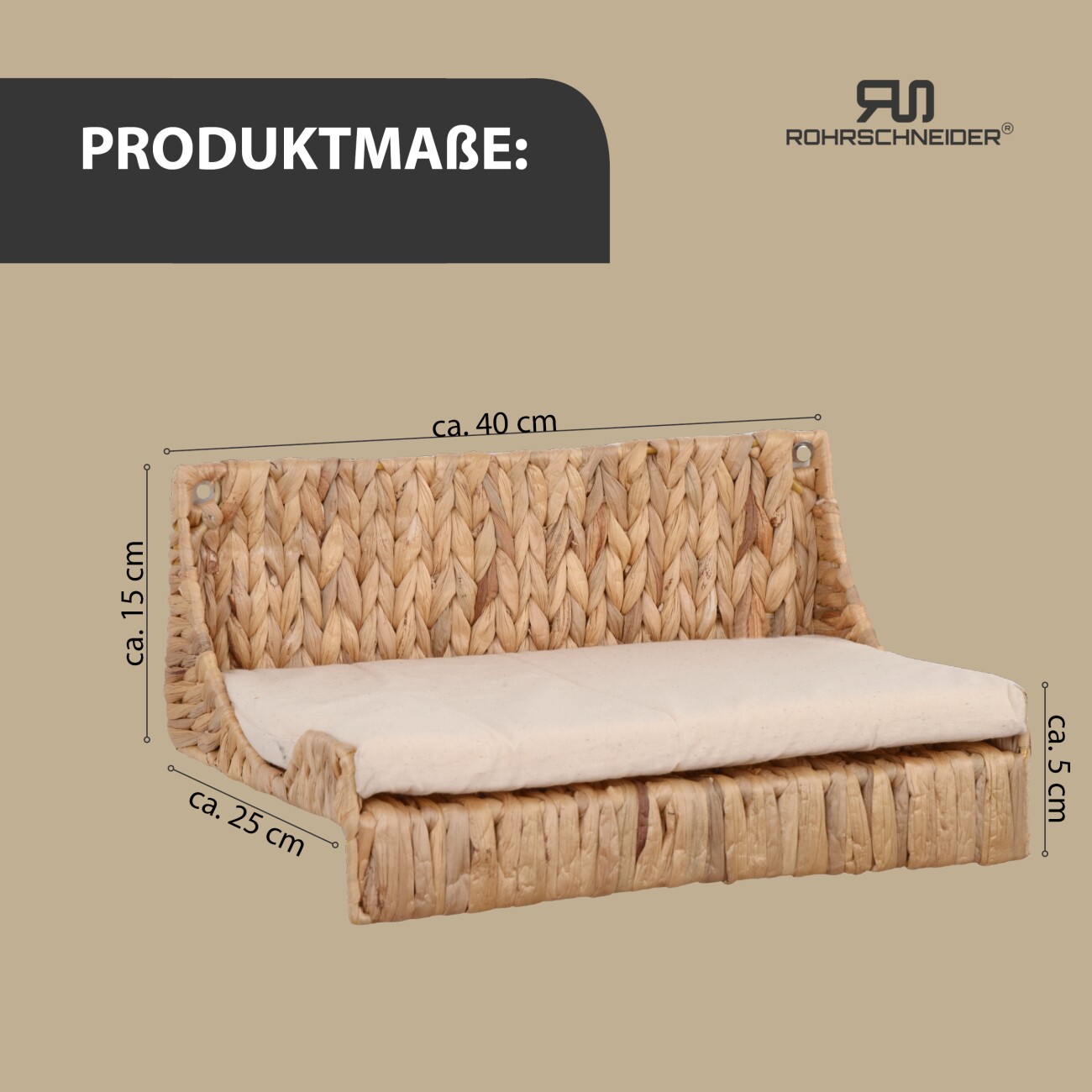 Rohrschneider ® Katzenkletterwand Fenja naturfarben 25 cm, 20 cm, 40 cm
