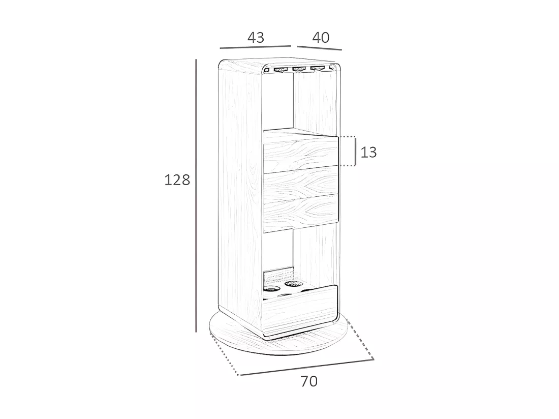 Meuble bar pivotant de noyer 3115 ANGEL CERDA