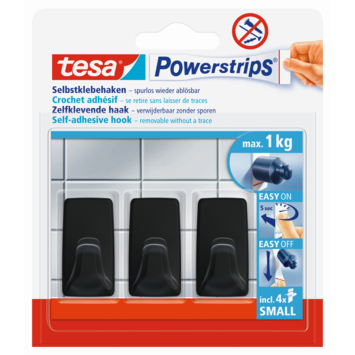 Tesa Powerstrips haken Small rechthoekig - draagkracht tot 1 kg - 3 stuks