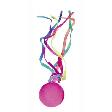 goki Vollgummiball mit neonfarbenen Schleifen, sortiert