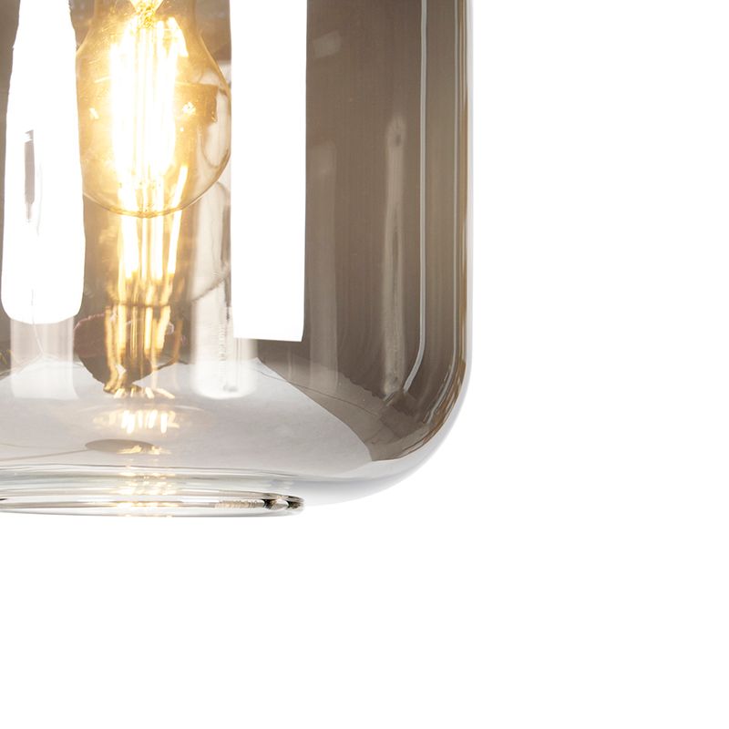 Design vloerlamp zwart met goud en smoke glas - Zuzanna
