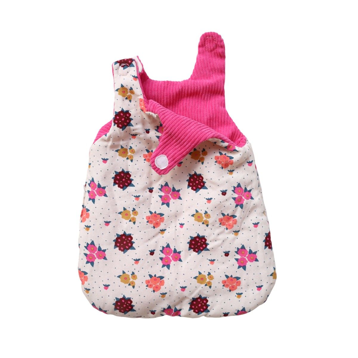 Gigoteuse pour poupée réversible velours - La vie en rose Frisette